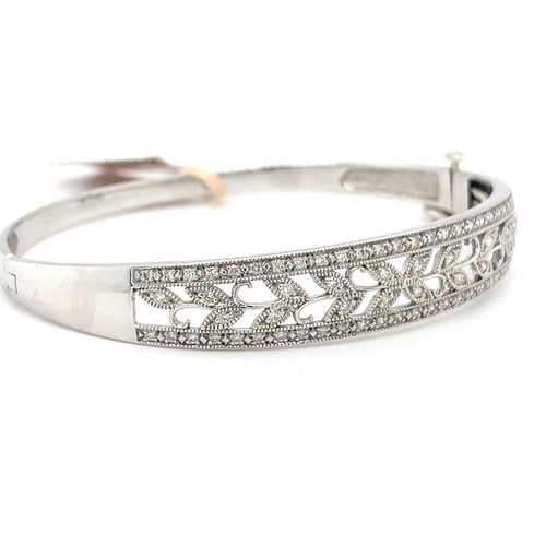 10KT White Gold Natural Diamond Bangle 0.56TW