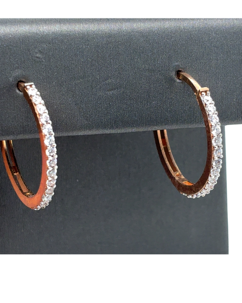 10kt Rose Gold CZ Hoops Earrings
