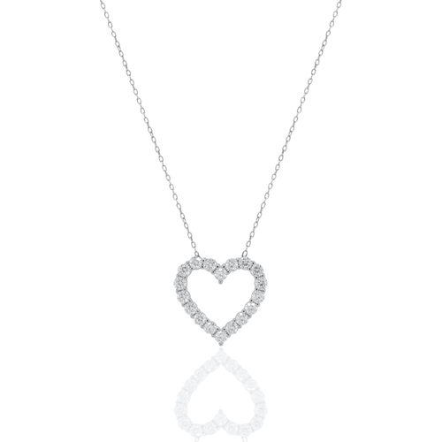 Sterling Silver 1ct TW Lab Grown Heart Pendant Necklace - Special Price