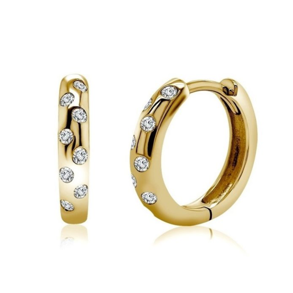 Gold Vermeil Sterling Silver .20TW Lab Grown Round Brilliant Huggie Earrings
