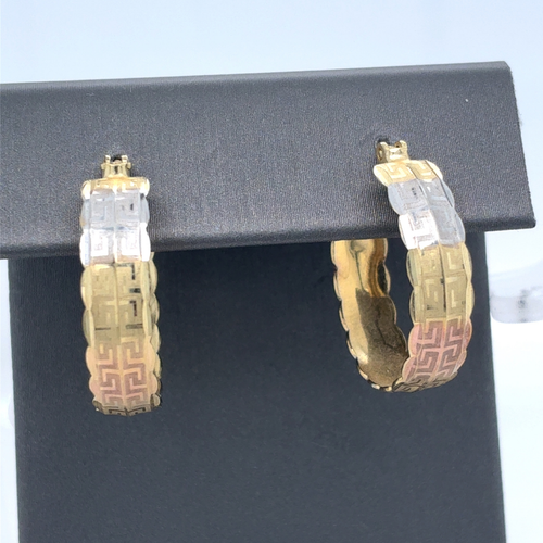 10kt White/Yellow Fancy Gold Hoops