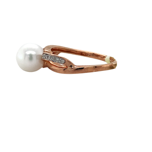 10K Rose Gold Pearl Diamond Ring