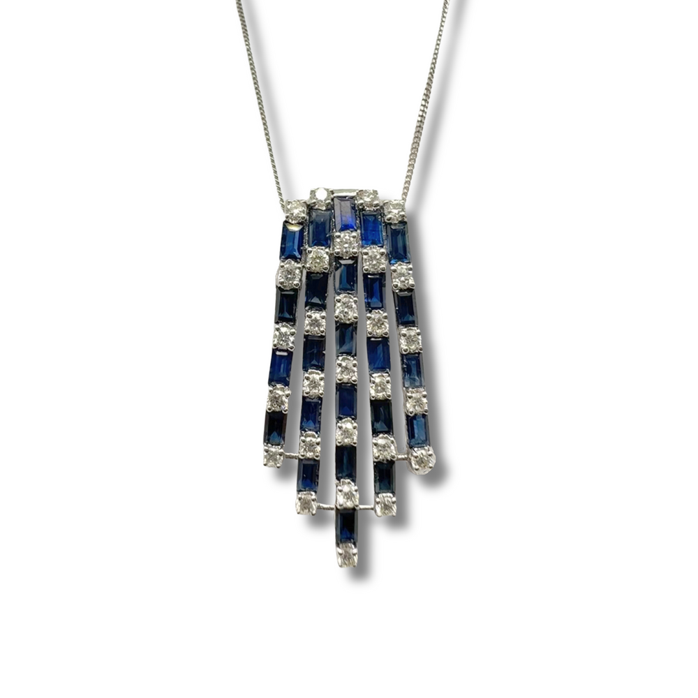 14KW Natural Blue Sapphire and Diamond Pendant