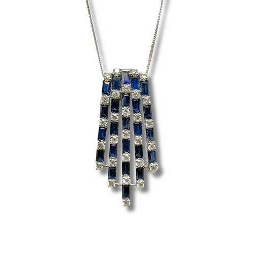 14KW Natural Blue Sapphire and Diamond Pendant