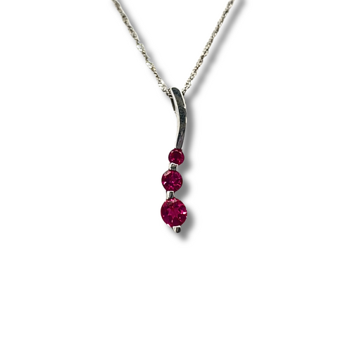 10KW 3 Stone Pink Topaz Pendant