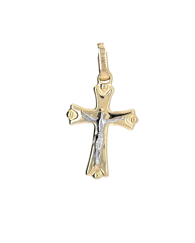 10kt Two Tone Crucifix Pendant