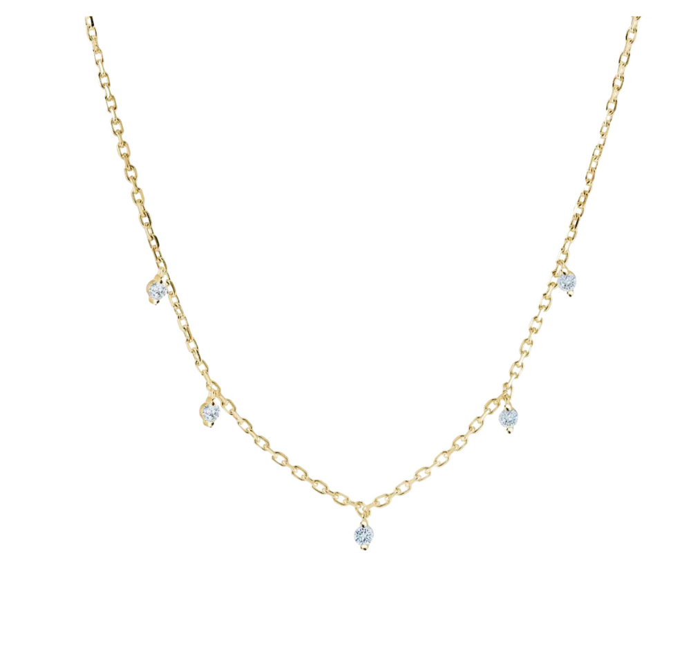 Italgem Stainless Steel Gold Plated with CZ Necklace