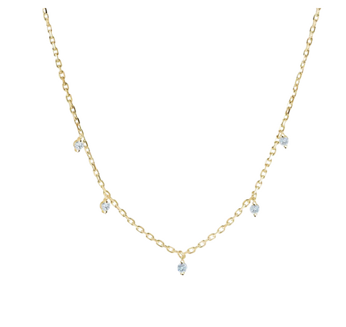 Italgem Stainless Steel Gold Plated with CZ Necklace