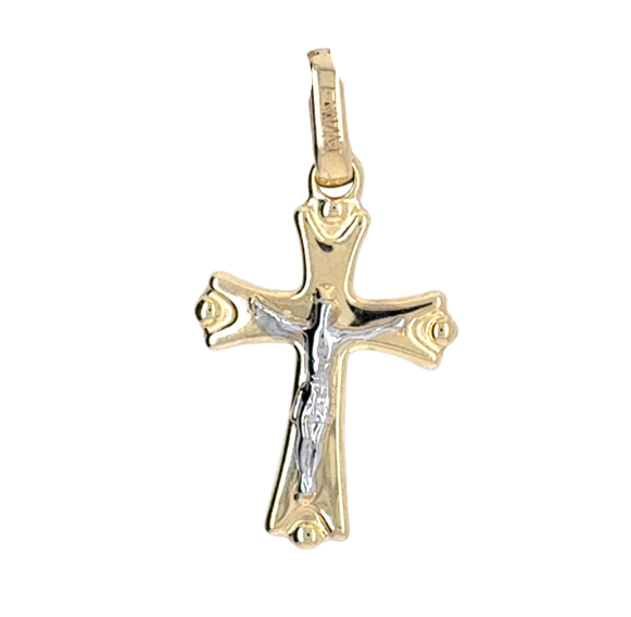 10kt Two Tone Crucifix Pendant