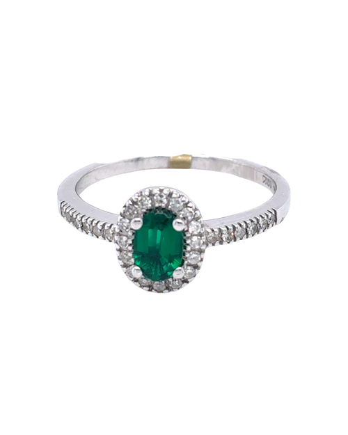 10kt White Gold Synthetic Emerald Fancy Ring