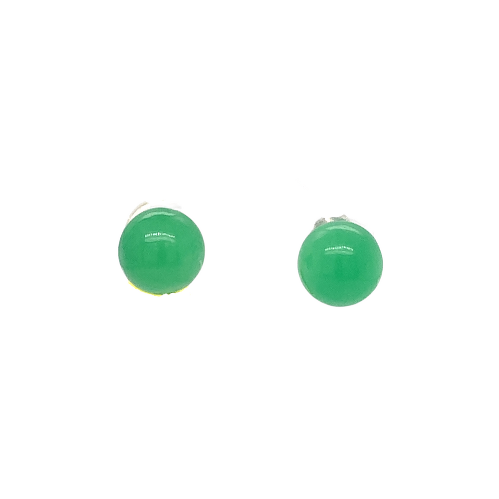 14K Yellow Gold Jade Stud Earrings