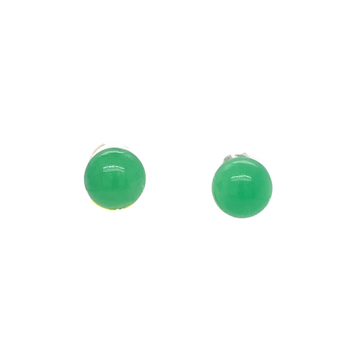 14K Yellow Gold Jade Stud Earrings