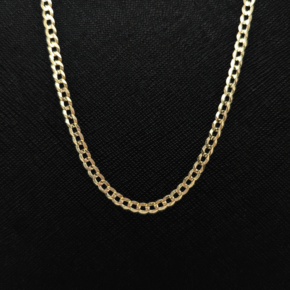 Concave Curb Chain - 3mm - 10kt Yellow Gold