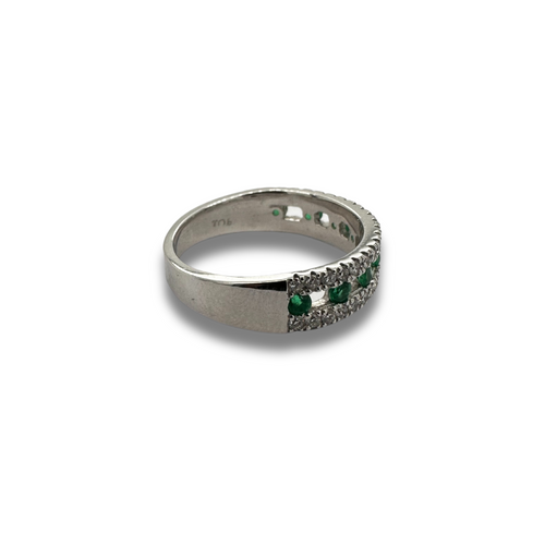 14KW Emerald and Diamond Band