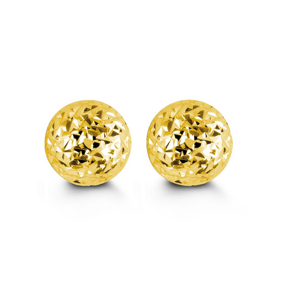 10kt Yellow Gold Diamond Cut Ball Earrings 8mm