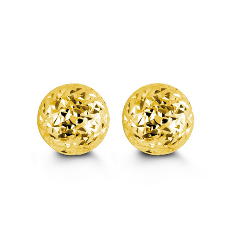 10kt Yellow Gold Diamond Cut Ball Earrings 8mm