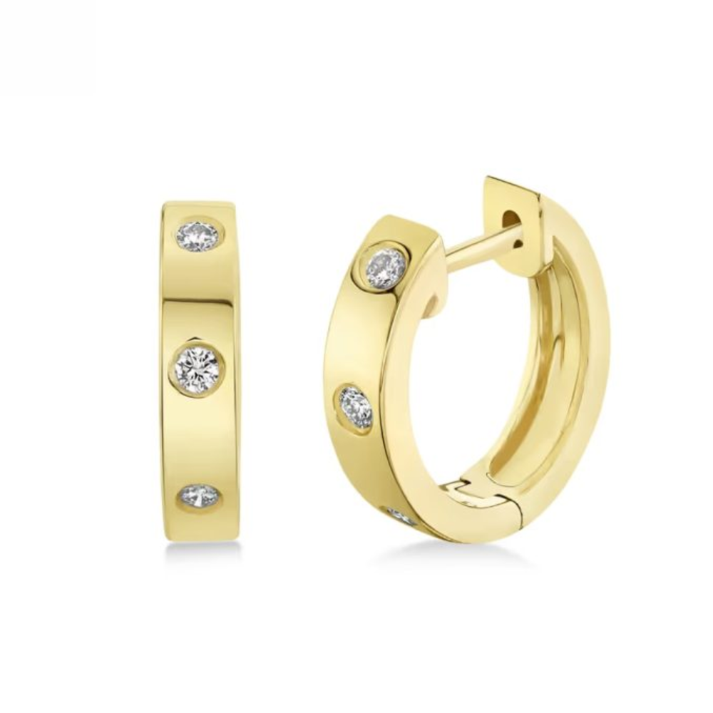 Gold Vermeil Sterling Silver .25TW Lab Grown Round Brilliant Huggie Earrings