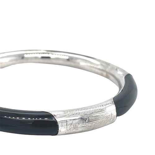 Sterling Silver and Onyx Bangle