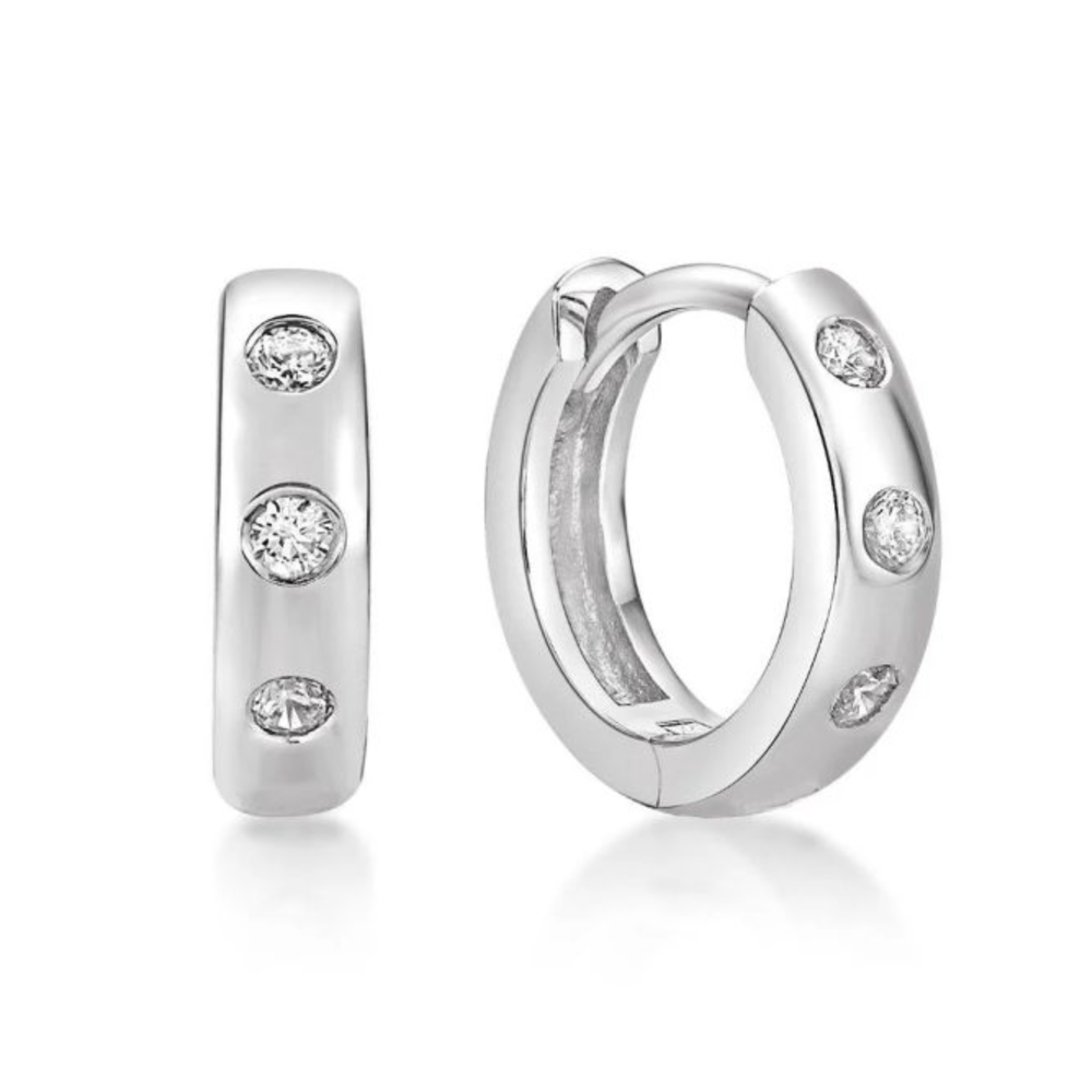 Sterling Silver .25TW Lab Grown Round Brilliant Hoop Earrings