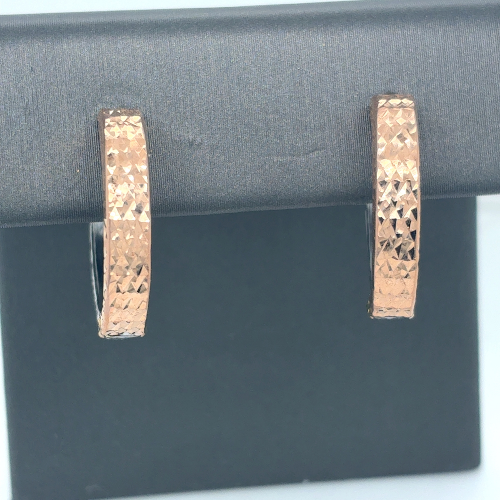 10kt Yellow Gold Diamond Cut Fancy Huggies Earrings