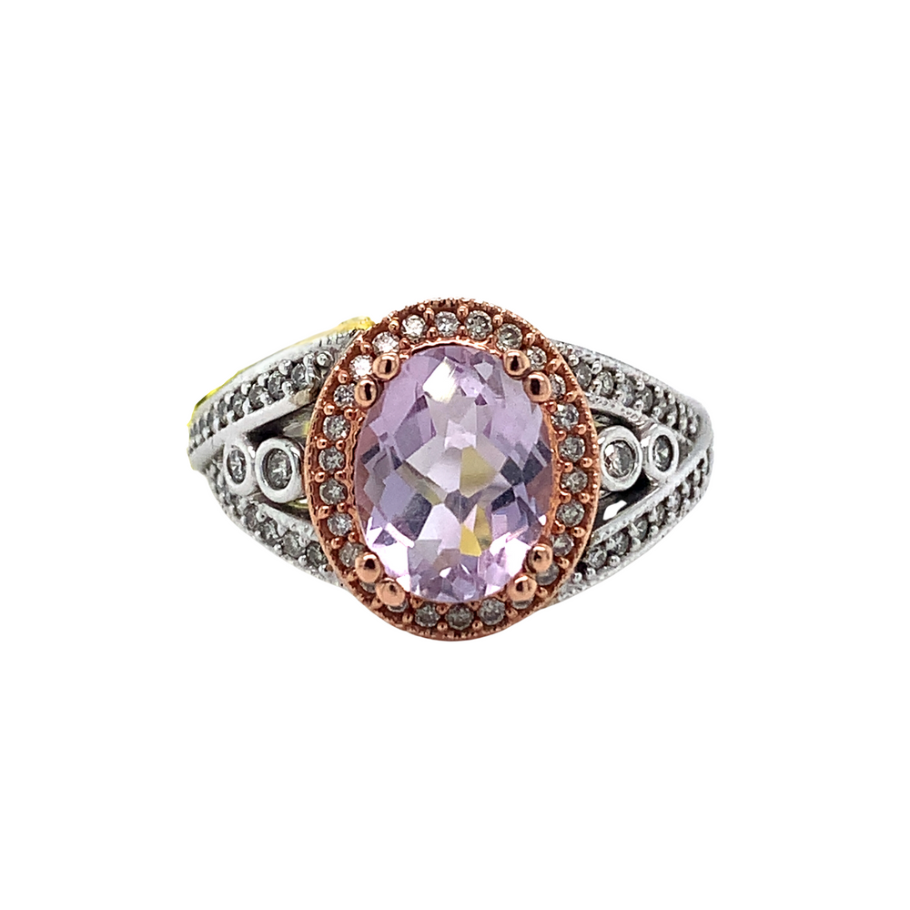 10kt Two-Tone Gold Lilac Quartz + Diamond ring