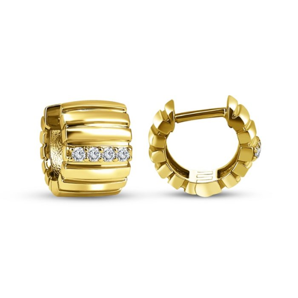 Gold Vermeil Sterling Silver .15TW Lab Grown Round Brilliant Huggie Earrings