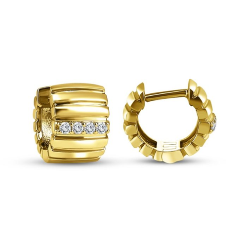 Gold Vermeil Sterling Silver .15TW Lab Grown Round Brilliant Huggie Earrings