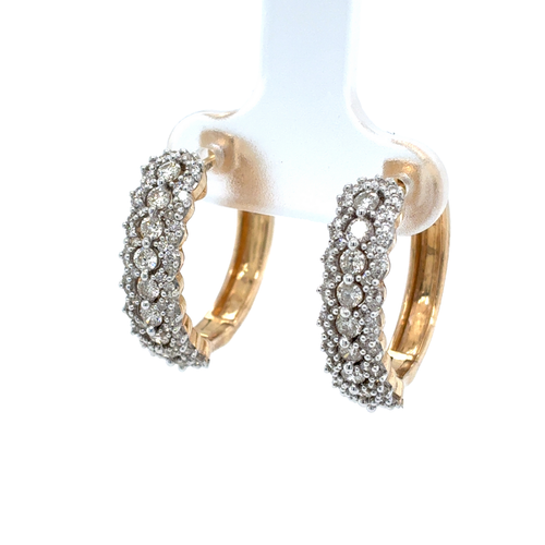10kt Yellow Gold Diamond Hoop 1ct Earrings