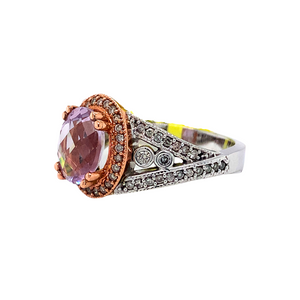 10kt Two-Tone Gold Lilac Quartz + Diamond ring