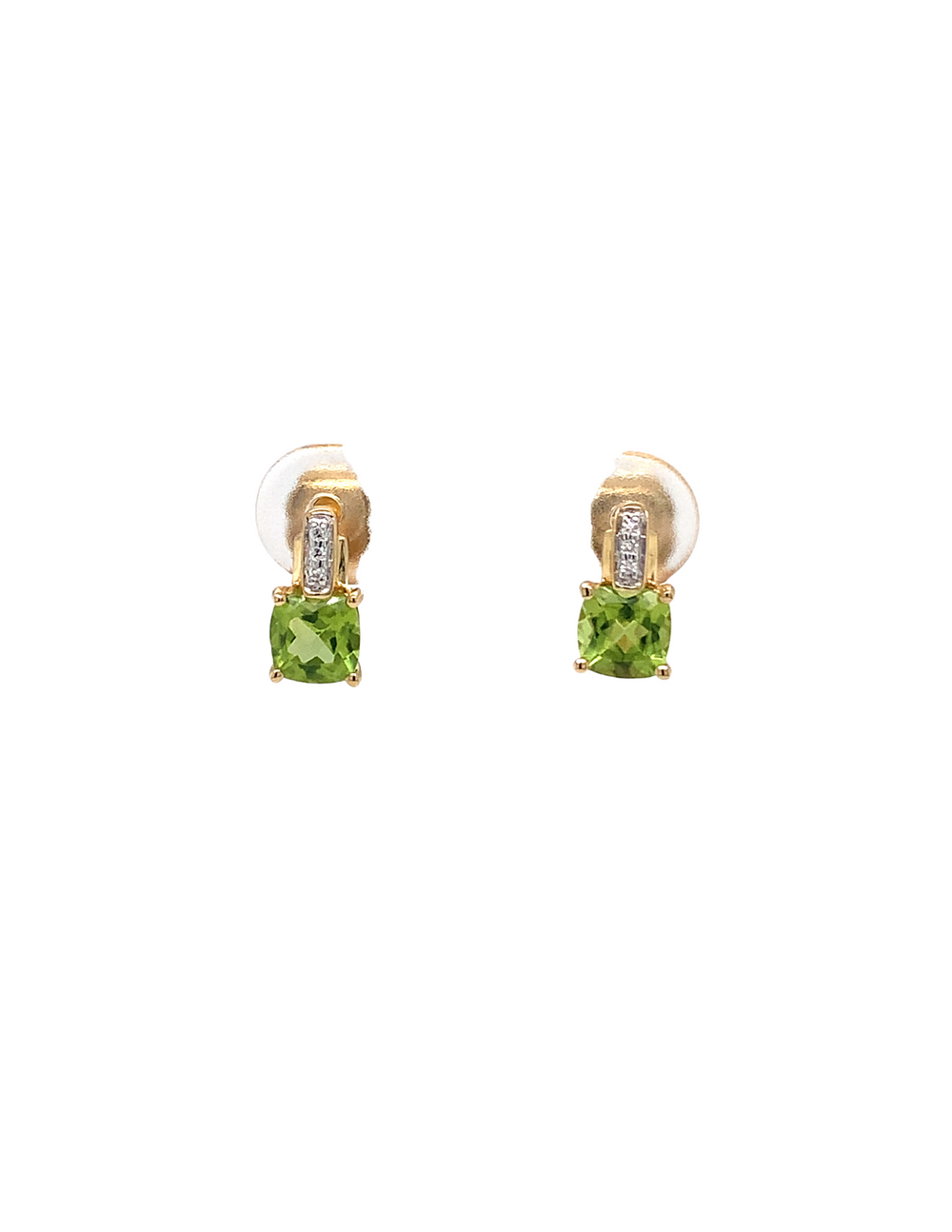 10kt Yellow Gold Peridot diamond Earrings