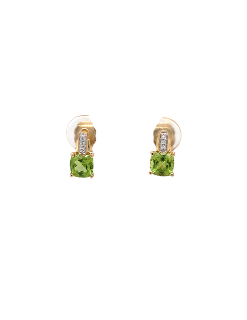 10kt Yellow Gold Peridot diamond Earrings