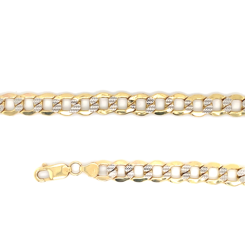 10kt Twotone Gold Diamond Cut 9mm 7.5in Curb Bracelet