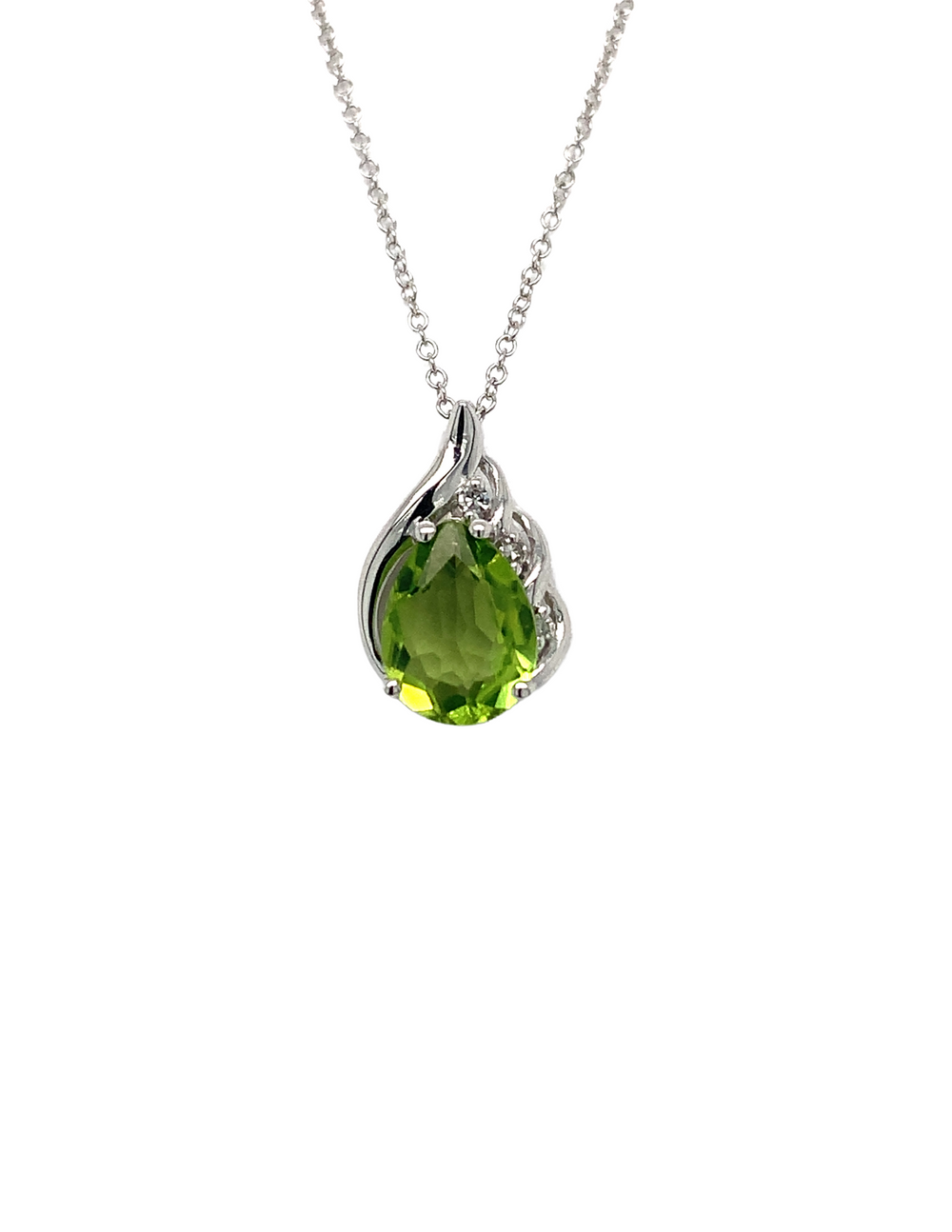 10kt White Gold Peridot diamond Pendant