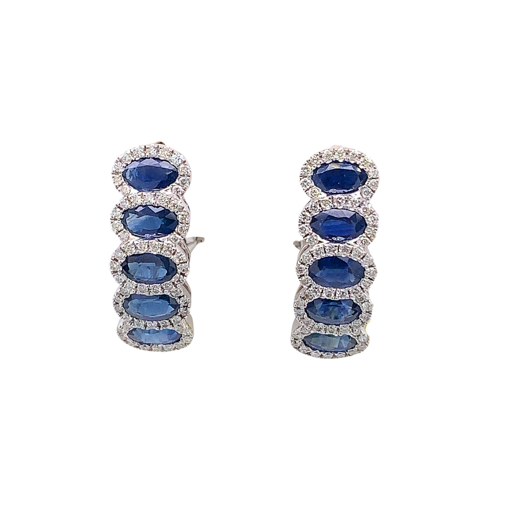 14KW Natural Blue Sapphire and Diamond Earrings