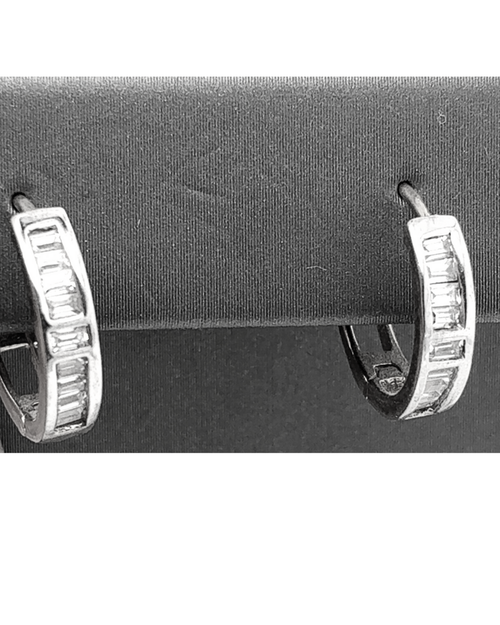 10kt White Gold CZ Fancy Huggies Earrings