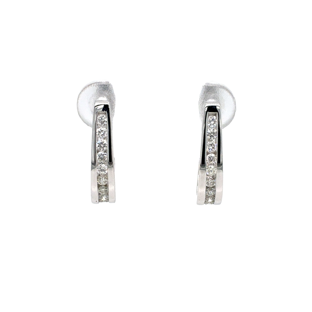 10kt White Gold Canadian Diamond Hoop .53ct Earrings