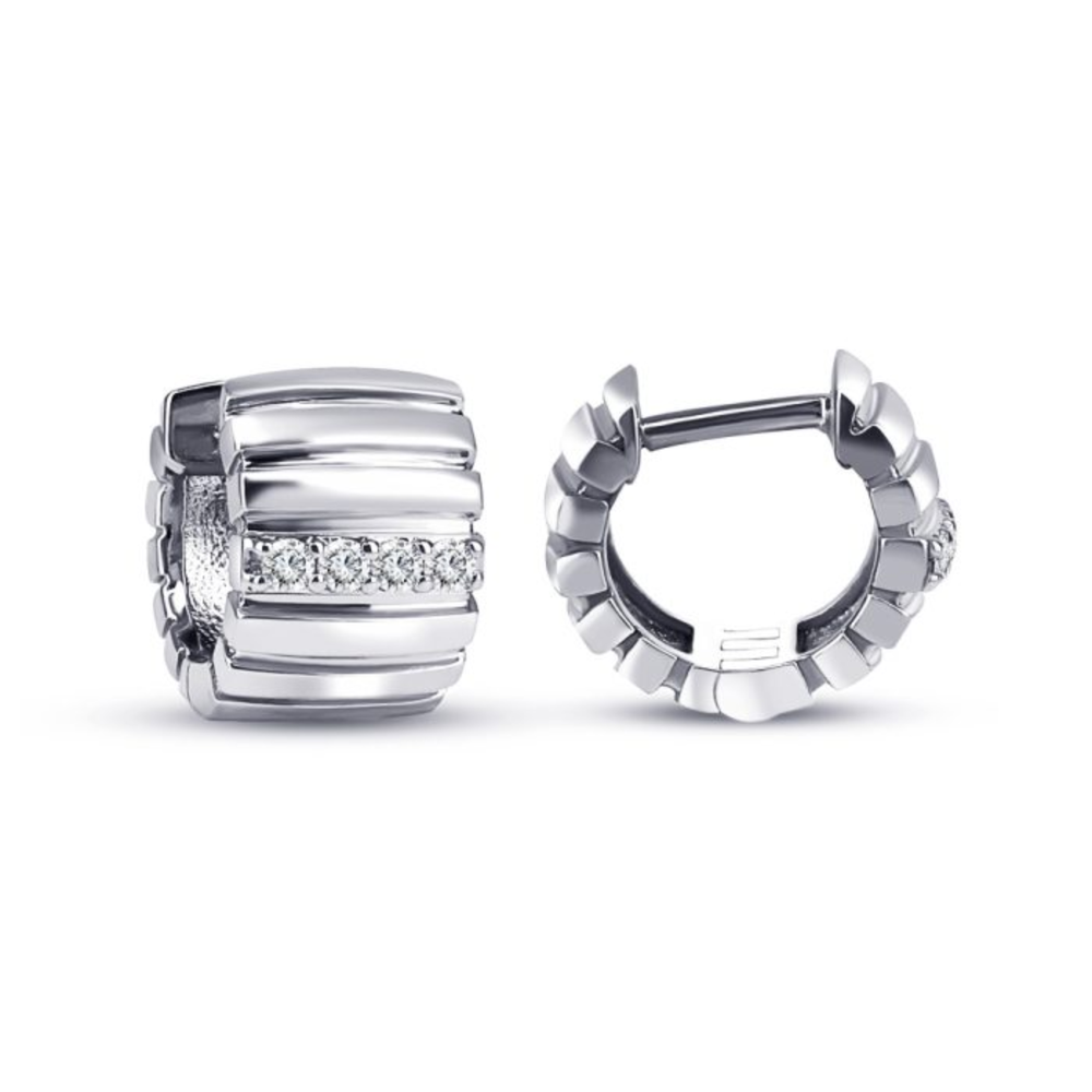 Sterling Silver .15TW Lab Grown Round Brilliant Huggie Earrings
