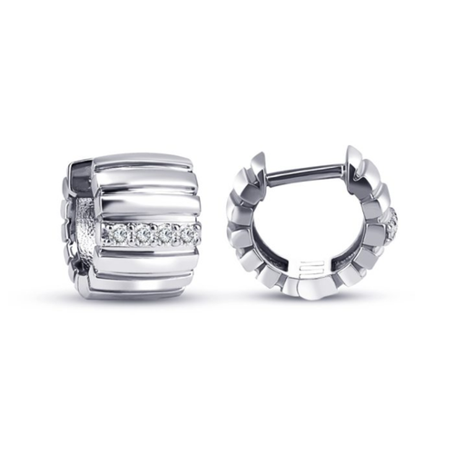 Sterling Silver .15TW Lab Grown Round Brilliant Huggie Earrings