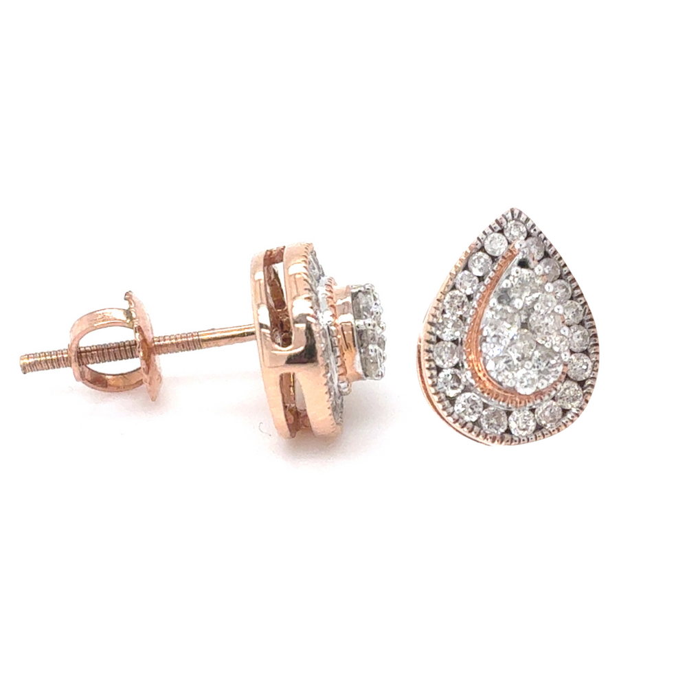 14kt Rose Gold Diamond Cluster Stud .60ct Earrings