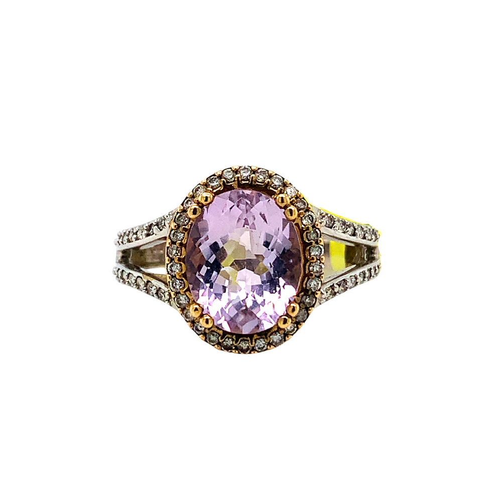 10kt Two-Tone Lilac Quartz + Diamond ring