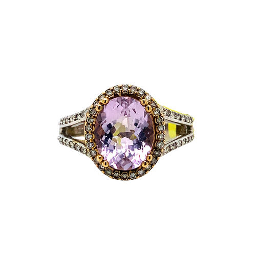 10kt Two-Tone Lilac Quartz + Diamond ring