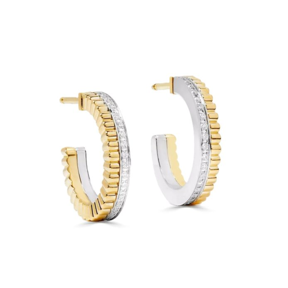 Two Tone Sterling Silver .48TW Lab Grown Round Brilliant Stud Earrings