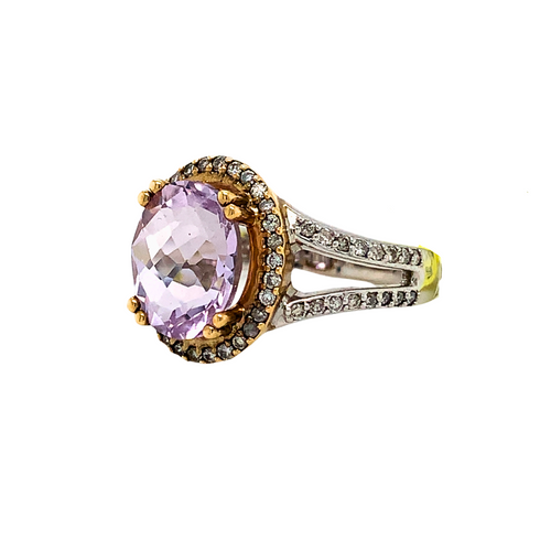 10kt Two-Tone Lilac Quartz + Diamond ring