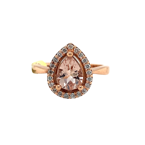 14kt Rose Gold Morganite + Diamond ring