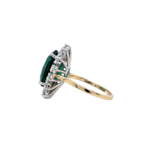 14kt Two Tone Lab Grown Oval Emerald and Diamond