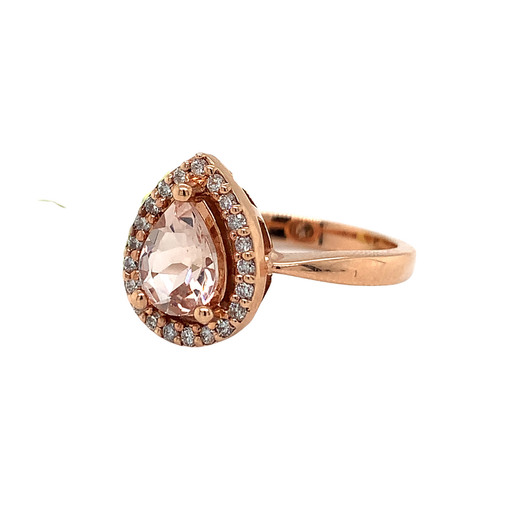 14kt Rose Gold Morganite + Diamond ring