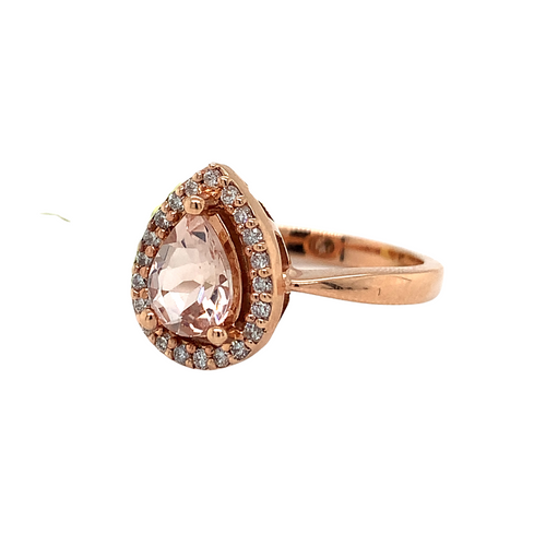 14kt Rose Gold Morganite + Diamond ring