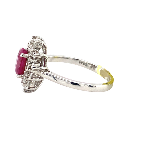 14KW Ruby and Diamond Diamond Halo Ring