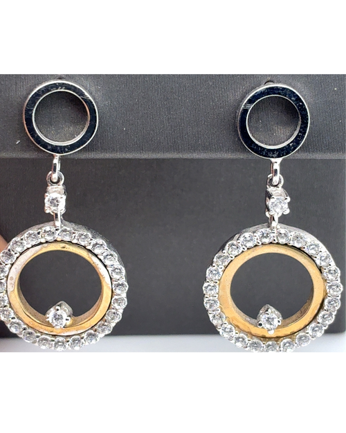 10kt White/Yellow Fancy Gold Hoops