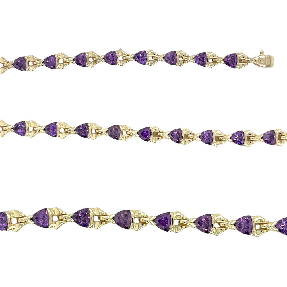 Gold Vermeil Sterling Silver Lab Grown Amethyst Fancy Bracelet